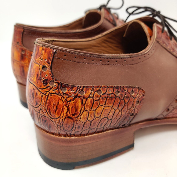 NWOB Asil Alligator Handcrafted Bespoke Custom Wingtip Shoe in Cognac Mens 11 - Picture 5 of 16
